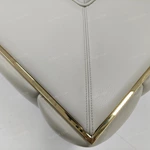 Modern Luxury Modular Leather Sofa with Grid Tufted Craftsmanship & Polished Gold Stainless Steel Accents